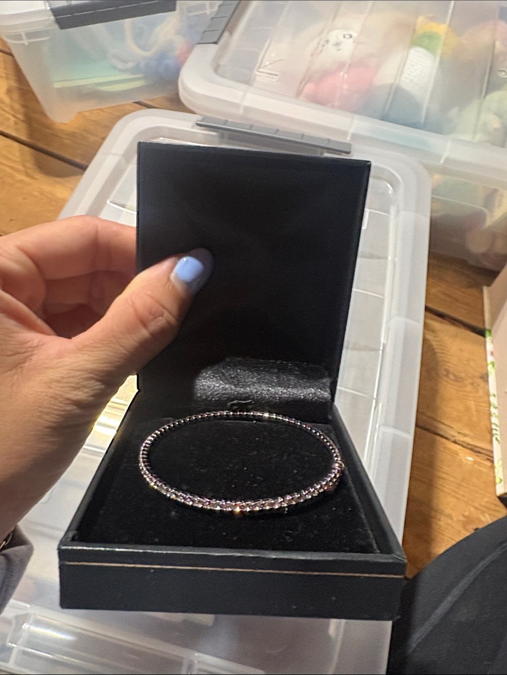 Classic Pink Crystal Bangle Bracelet - Women's Jewelry